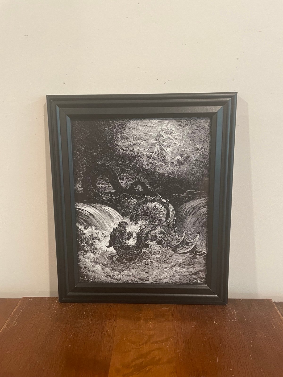 Destruction of Leviathan Gustave Dore 10x12 Dragon Serpent Biblical Wall Art