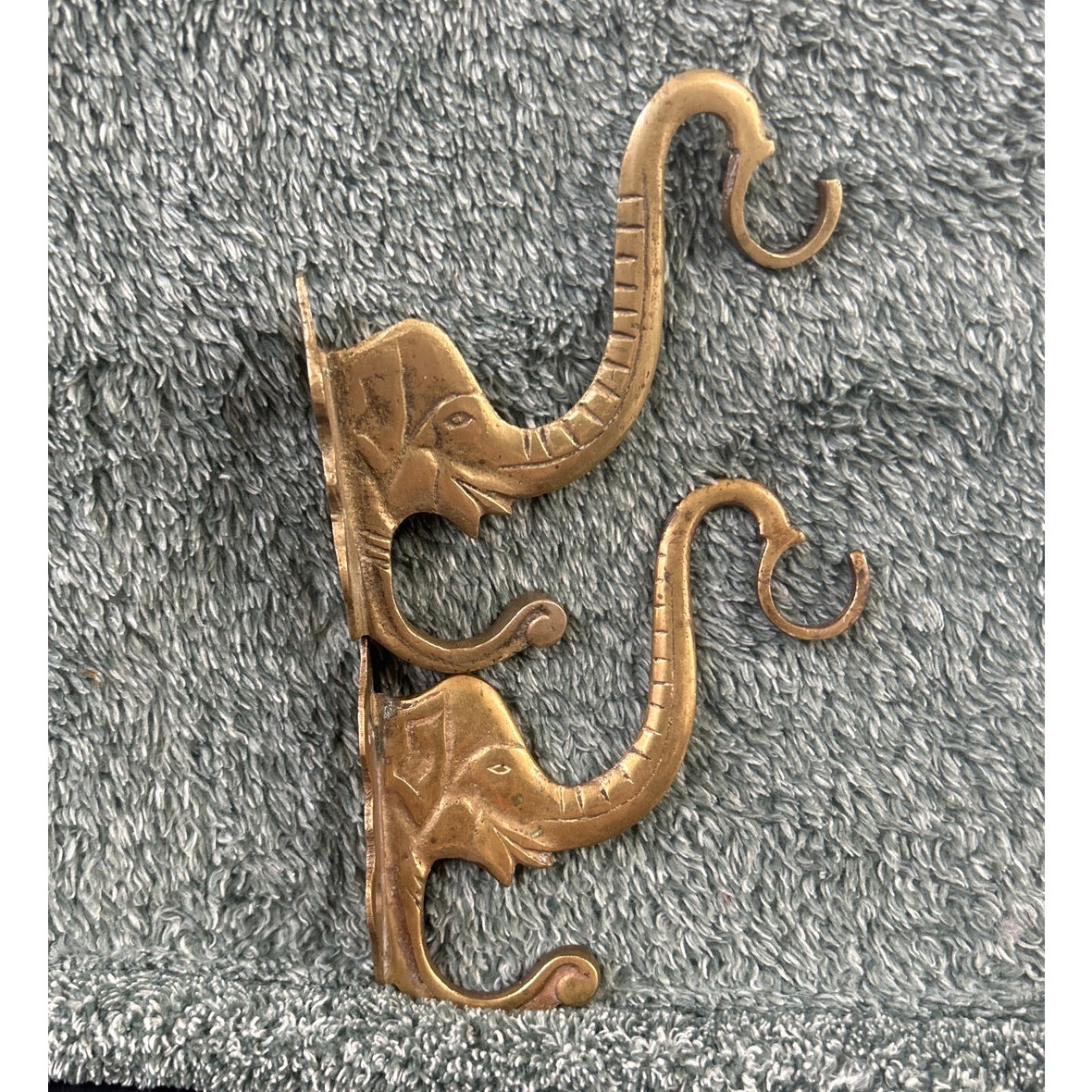 Elephant Brass Bell or Lantern Hooks Holders 1970s