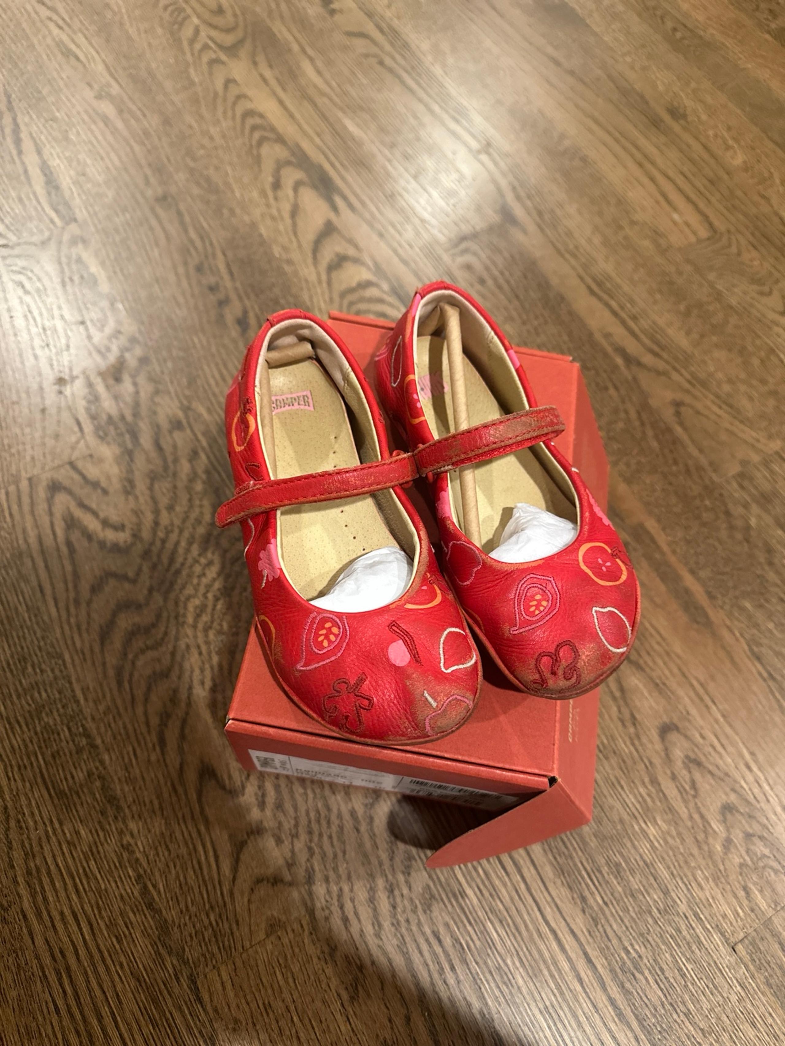 Camper leather mary Jane ballarina shoes twins red  size EU 28 US 11