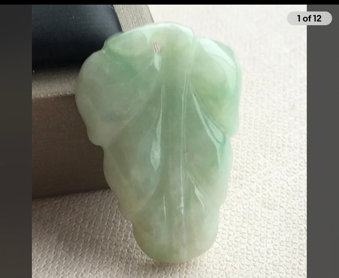 Certified grade A Jade leaf pendant
