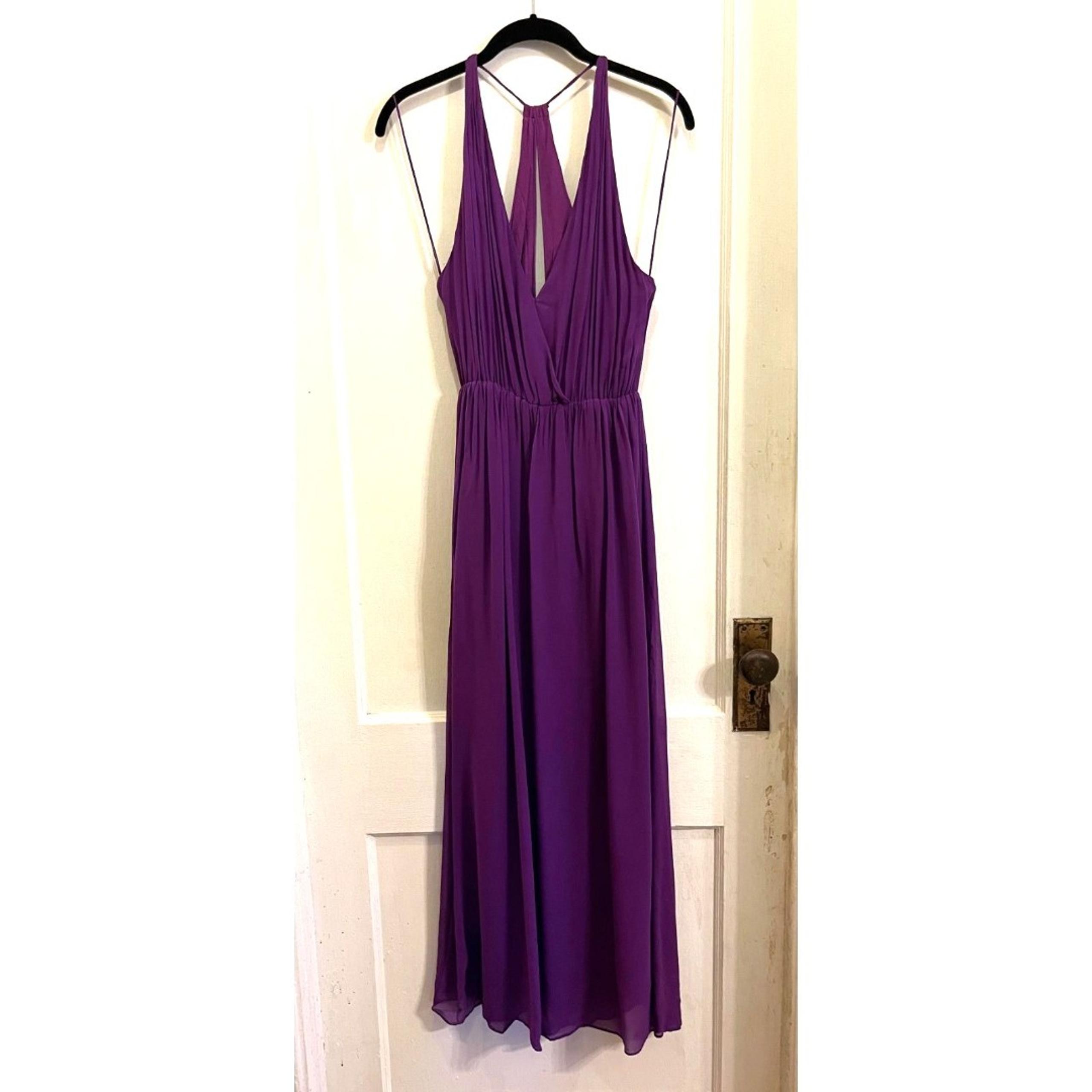 Alice + Olivia Purple 100% Silk Spaghetti Strap Maxi Dress  Women's Size XS