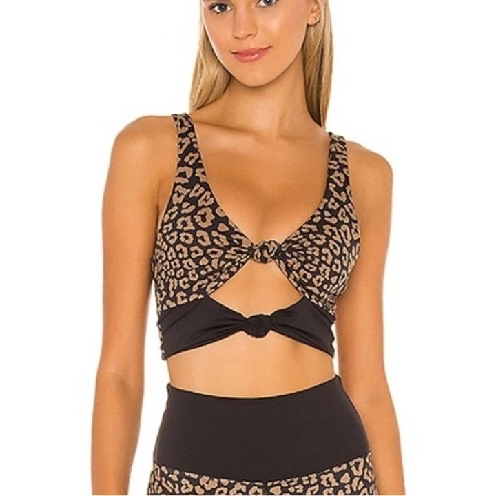 Beach Riot Bowie Sports Bra Top Leopard Print size XS