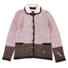 Crocodile International Pink Wool Floral Academia Knit Sweater