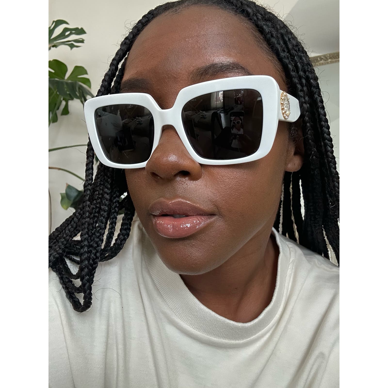 Versace Medusa Crystal Square White Sunglasses