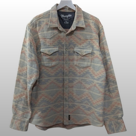 Wrangler Retro Premium Men's XL Southwestern Pearl Snap Shirt Jacket - Pastel