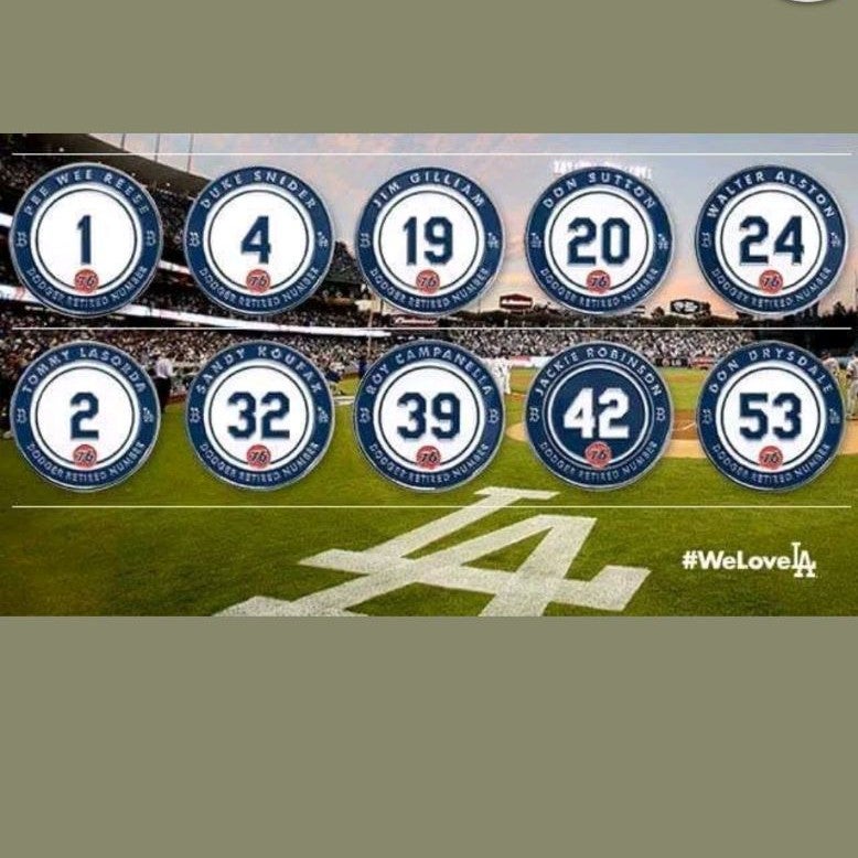 2016 MLB LA Dodgers retired # pin set