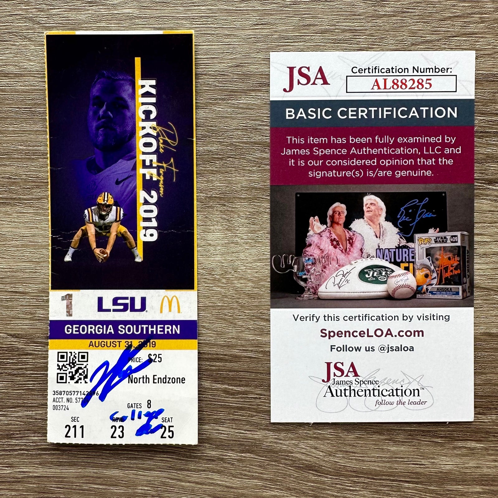 Trey Palmer Autographed NCAA College Debut Ticket Stub Signed LSU 8/31/2019 JSA