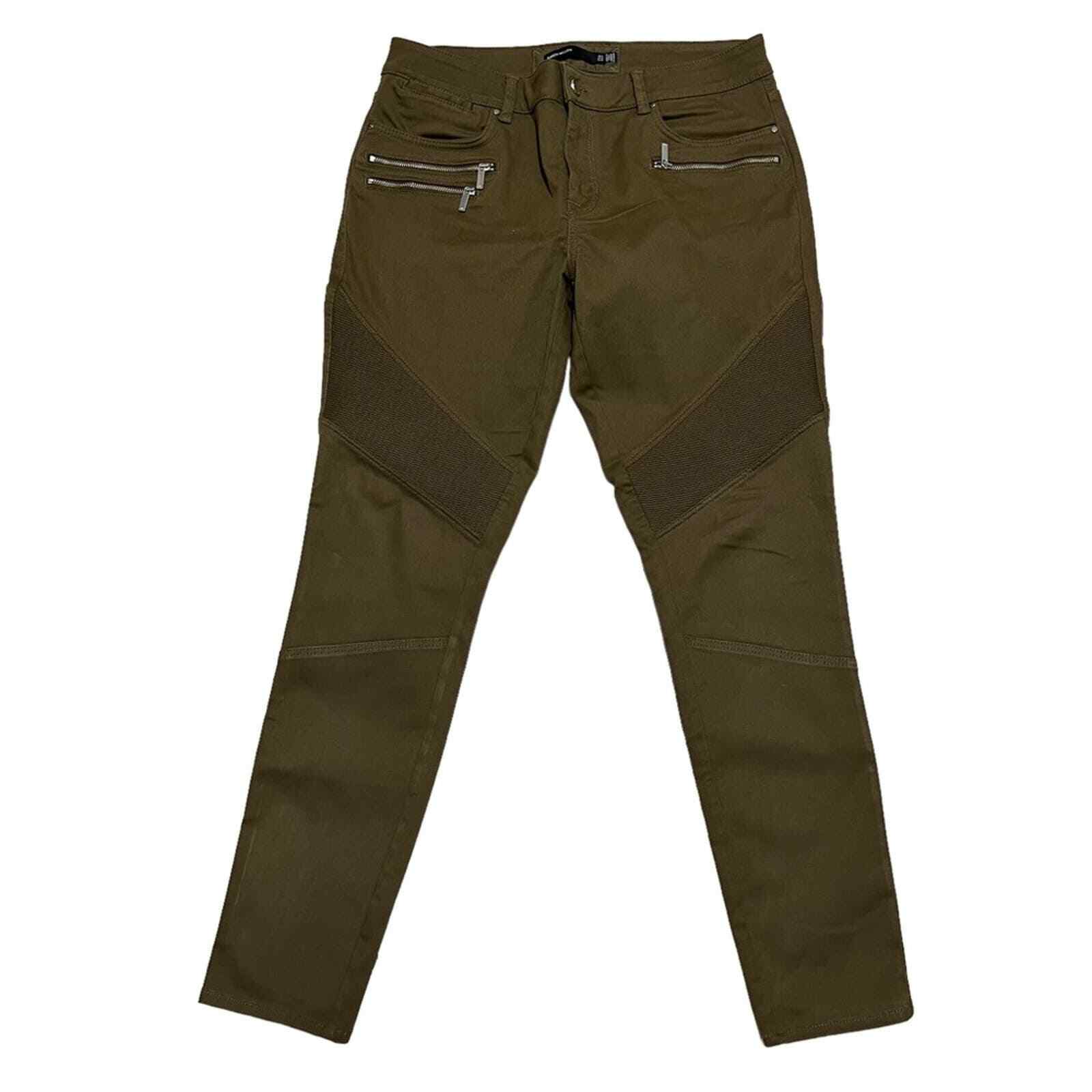 Karen Millen Army Green Moto Style Pants Size 10