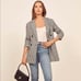 Reformation Rae Gingham Black White Linen Belted Blazer S