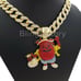 Hip Hop Iced Kool Aid Man Money Bag & 18 Full Iced Cuban Choker Chain Necklace