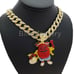 Hip Hop Iced Kool Aid Man Money Bag & 18 Full Iced Cuban Choker Chain Necklace