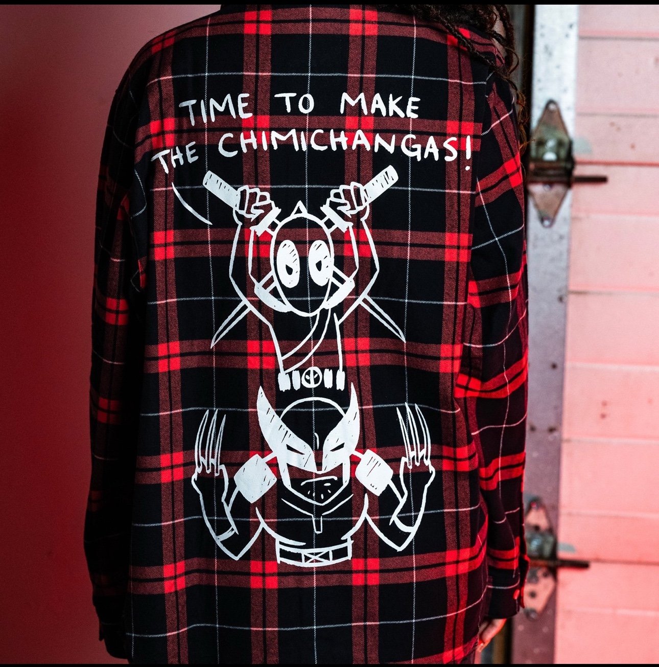 Cakeworthy Marvel’s Deadpool long sleeve button up flannel FIRM PRICE