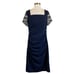 Betsy & Adam Women's Cocktail Dress Size 14 Blue Beaded Short Sleeve Midi Sheath
