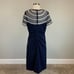 Betsy & Adam Women's Cocktail Dress Size 14 Blue Beaded Short Sleeve Midi Sheath