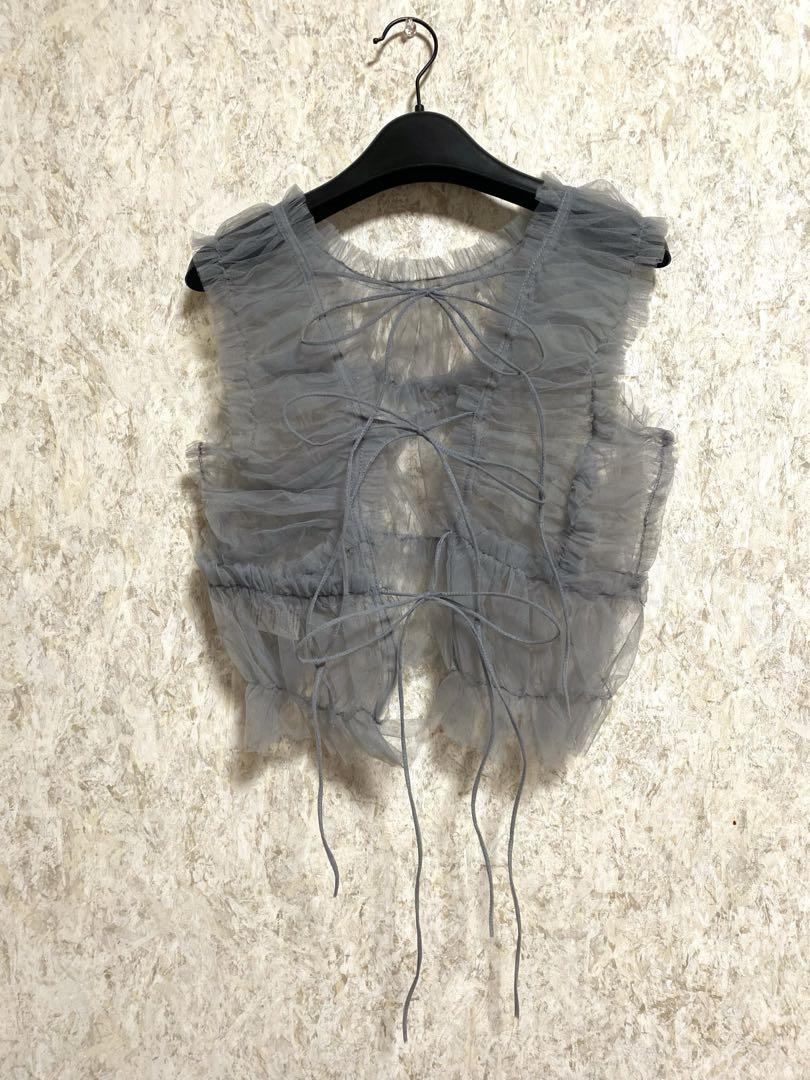SANseLF Lace-up Vest Tulle Bustier Sanself