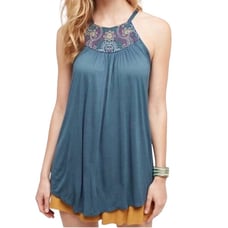 Anthropologie One September Halter Embroidered Sleeveless Top MEDIUM