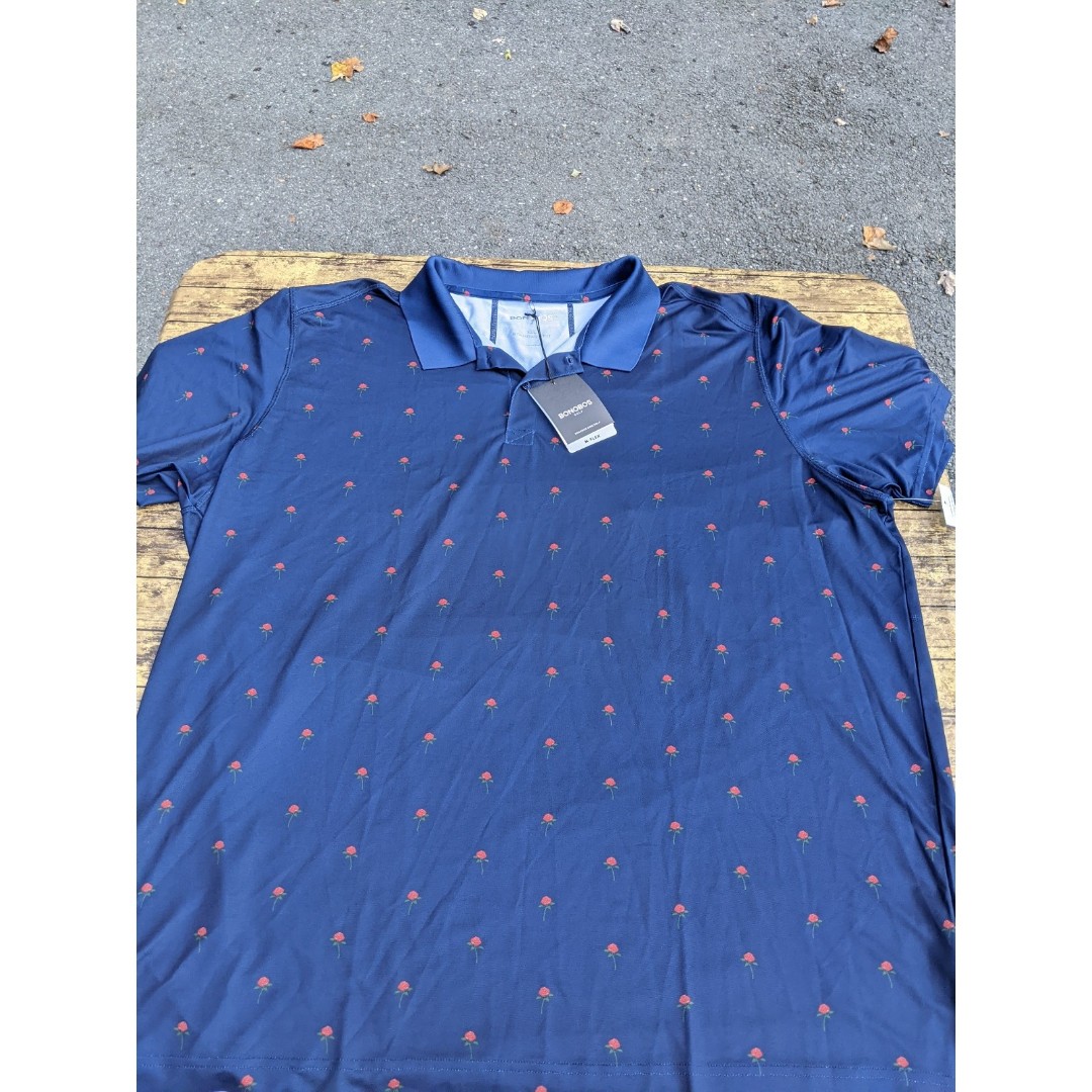 NWT NEW Bonobos Performance Print Golf Polo Navy Rose Sz 3XL