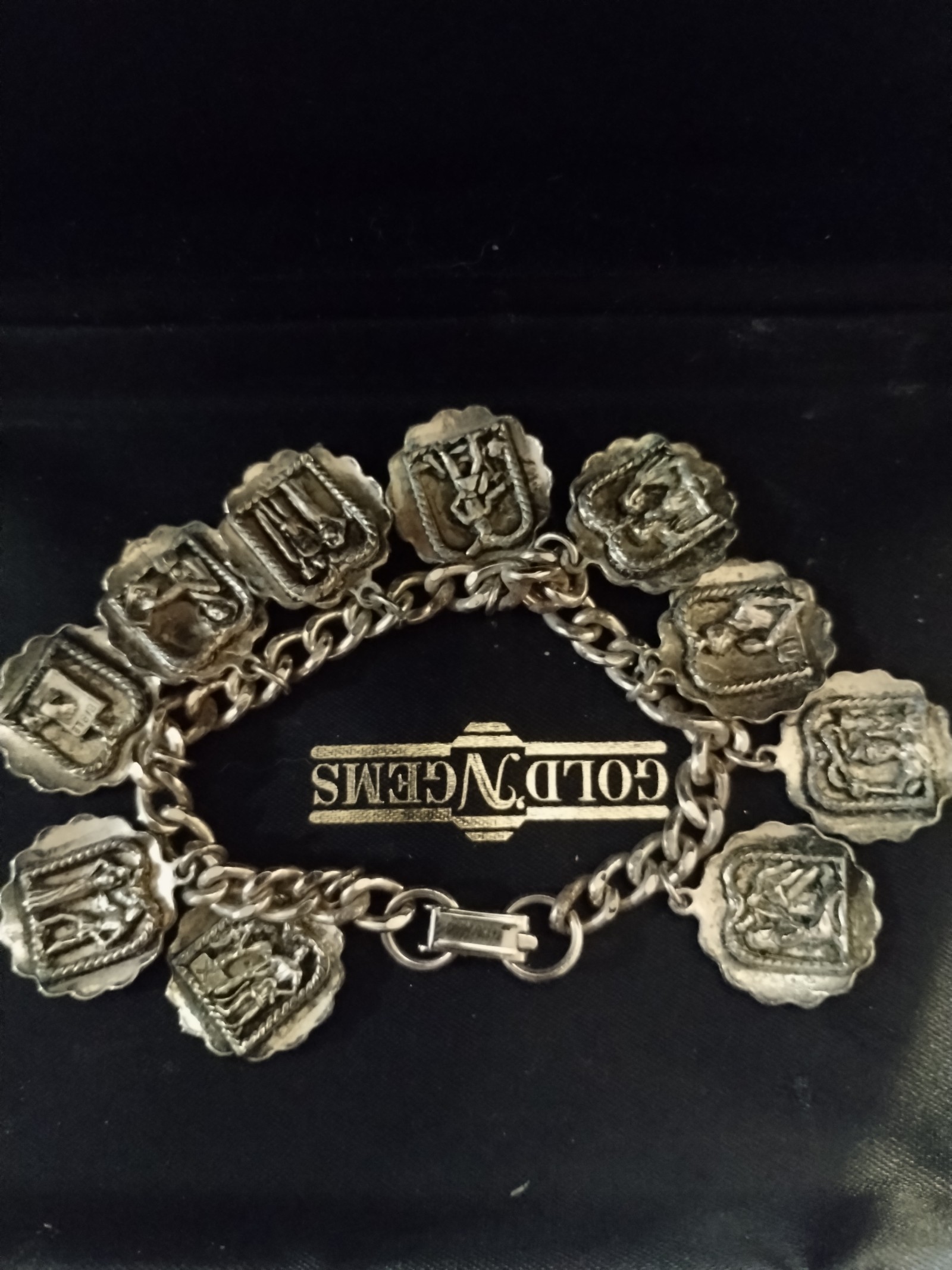 Beautiful 1950s double-sided gold-plated ten commandment bracelet
