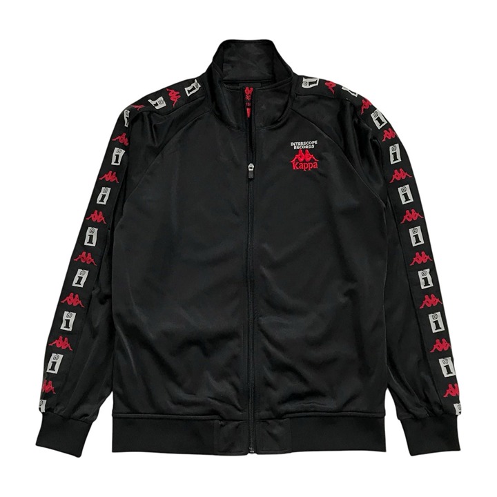KAPPA INTERSCOPE TRACK JACKET MEDIUM M MENS BLACK TAPE LOGO FUTBOL SOCCER ZIP UP