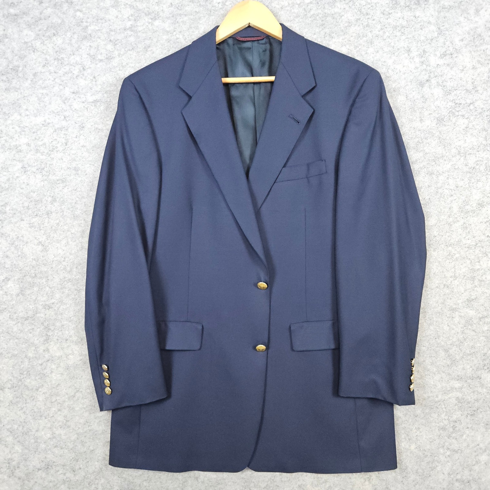Hart Schaffner & Marx Oak Hall Memphis Blazer Size 41R Navy Blue Gold Buttons