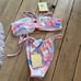 Charlie Holiday Floral Bikini Sz M NEW Bandeau Tanga Tie Bottom
