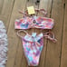 Charlie Holiday Floral Bikini Sz M NEW Bandeau Tanga Tie Bottom