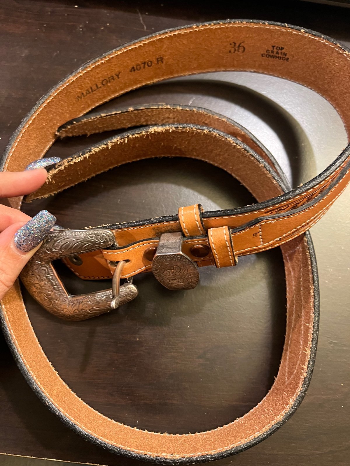 MALLORY BELT 4070 R BROWN TOTAL LENGTH 42” W/1994 Chambers Buckle