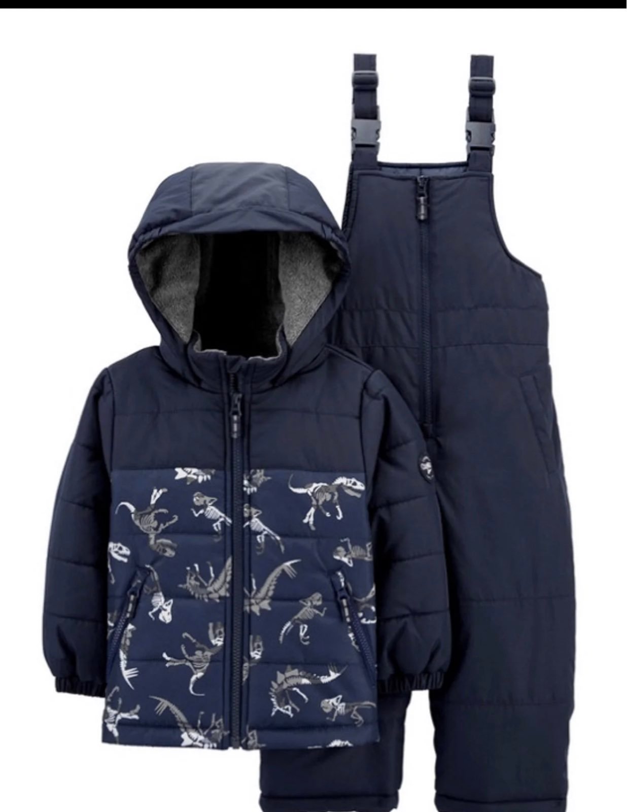 NWT 2T dinosaurs snow suit bibs Coat Osh Kosh puffer boys winter