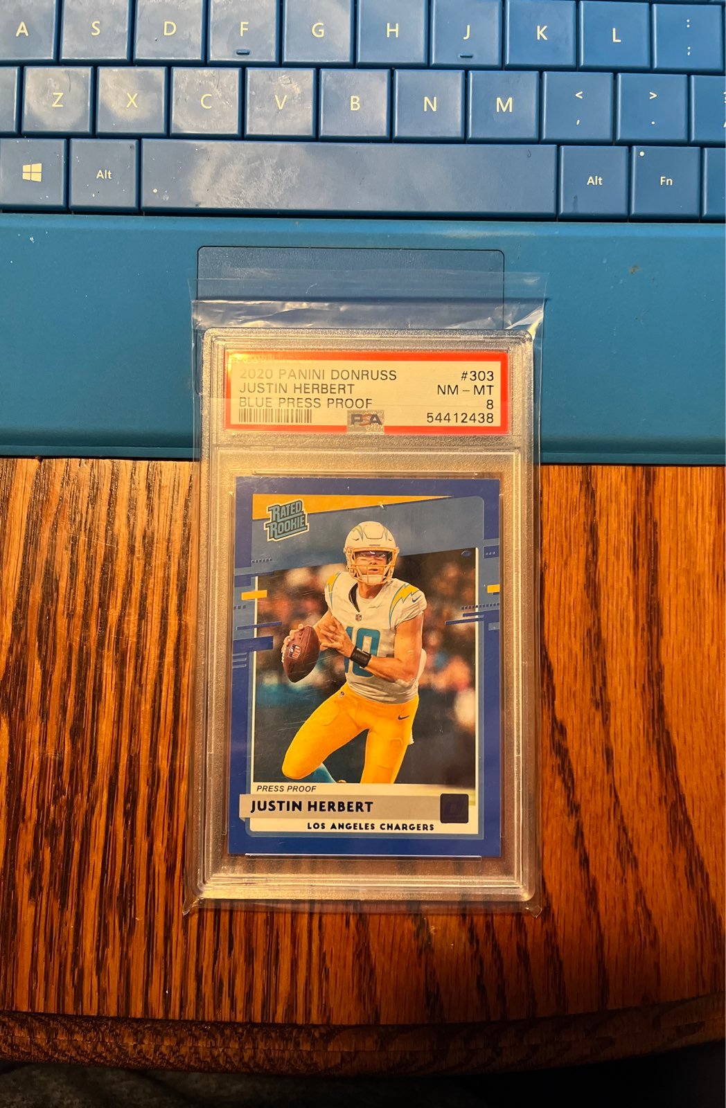 Justin Herbert 2020 Donruss Rated Rookie PSA 8
