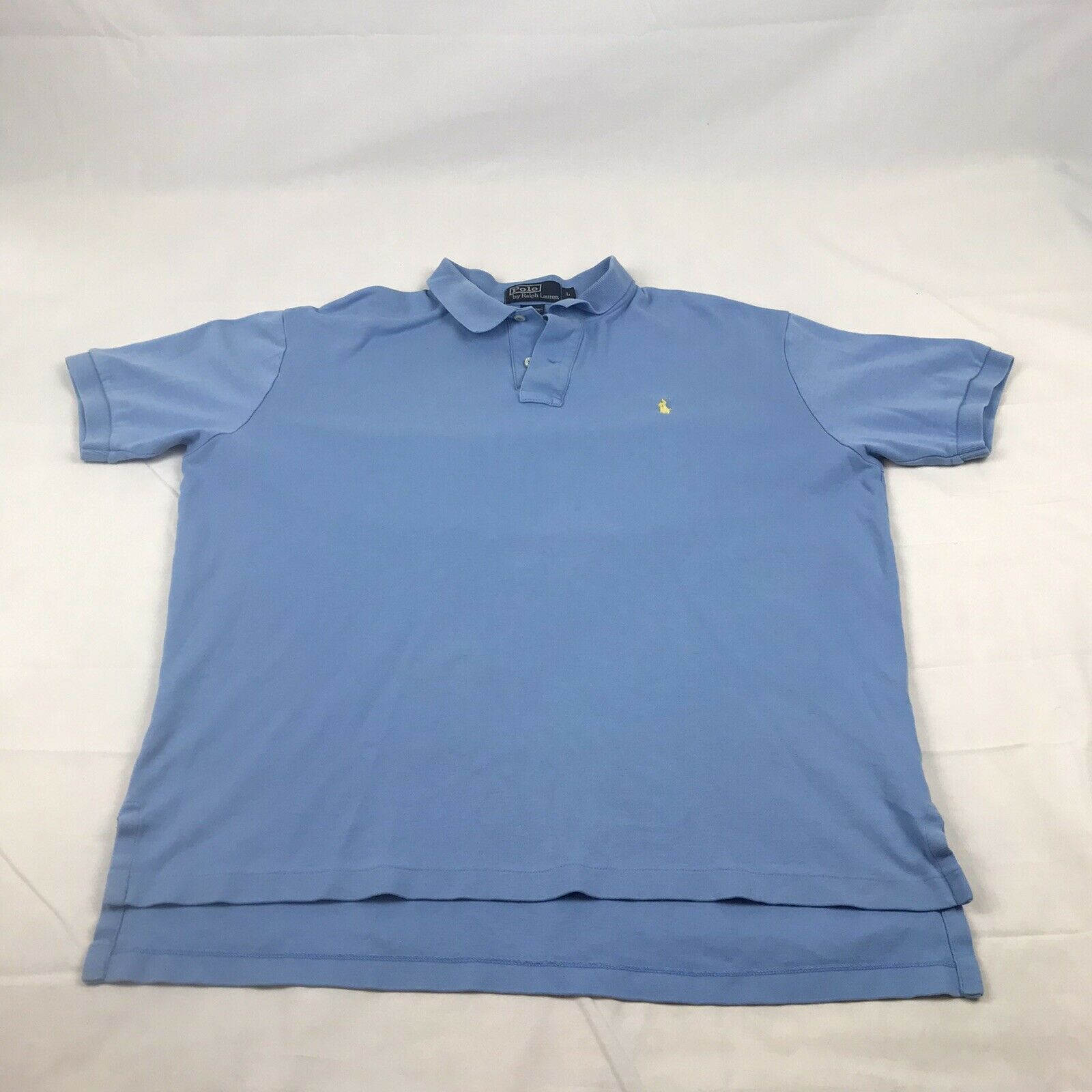 Vintage 90s RALPH LAUREN MENS POLO SHIRT SIZE L LARGE Blue SHORT SLEEVE