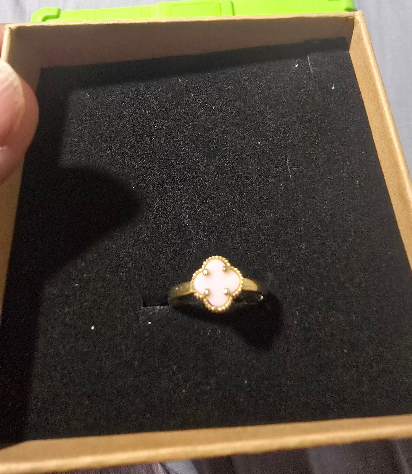 Ring 14k Italian real gold rose clover guaranteed size 7 new