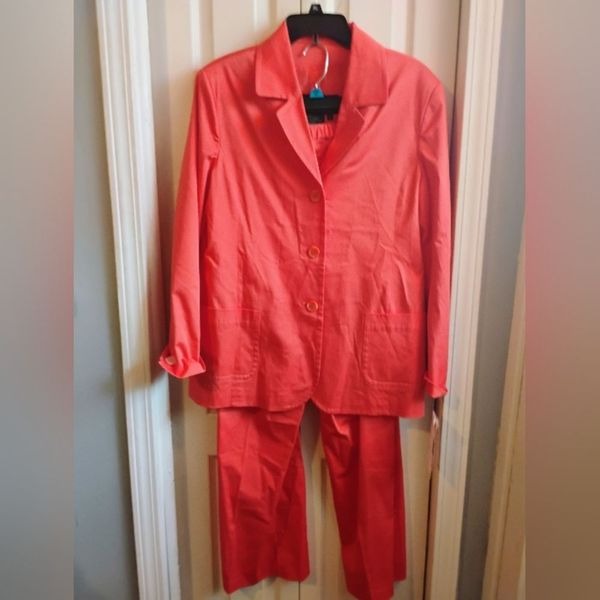 Terry Lewis Classic Luxuries Blood Orange Pants Suit with Notched Lapels