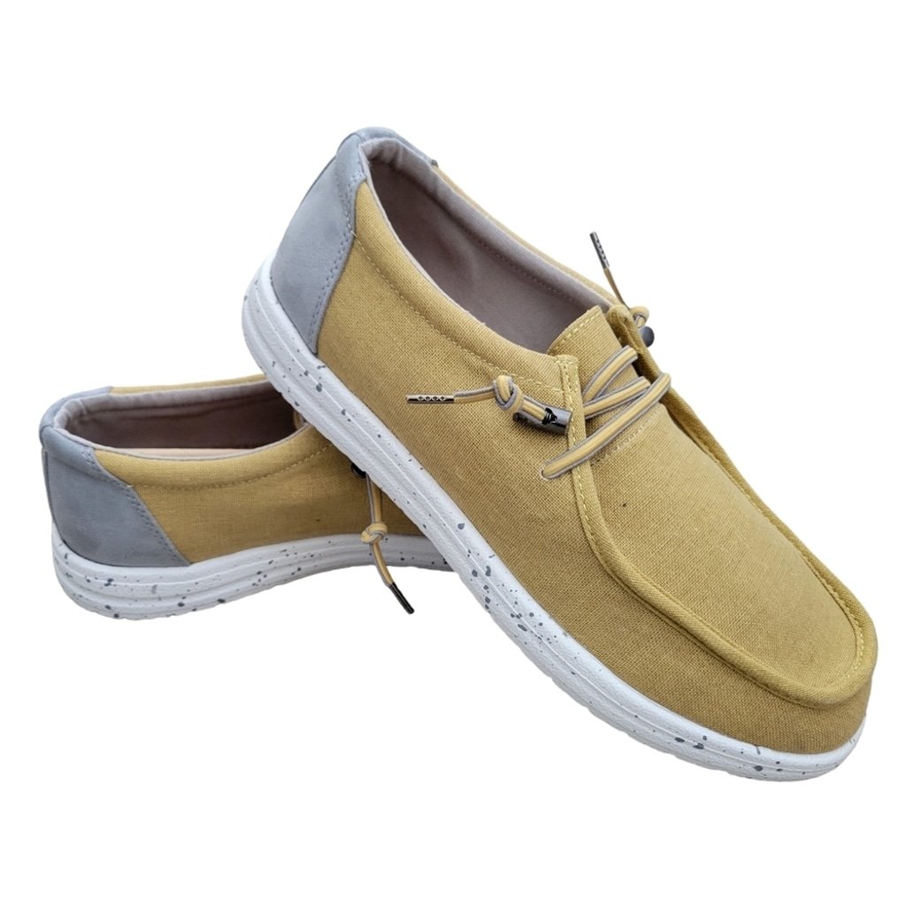 Sun Stone Brian Yellow/Grey Canvas. Size 9M Men's. New In Box