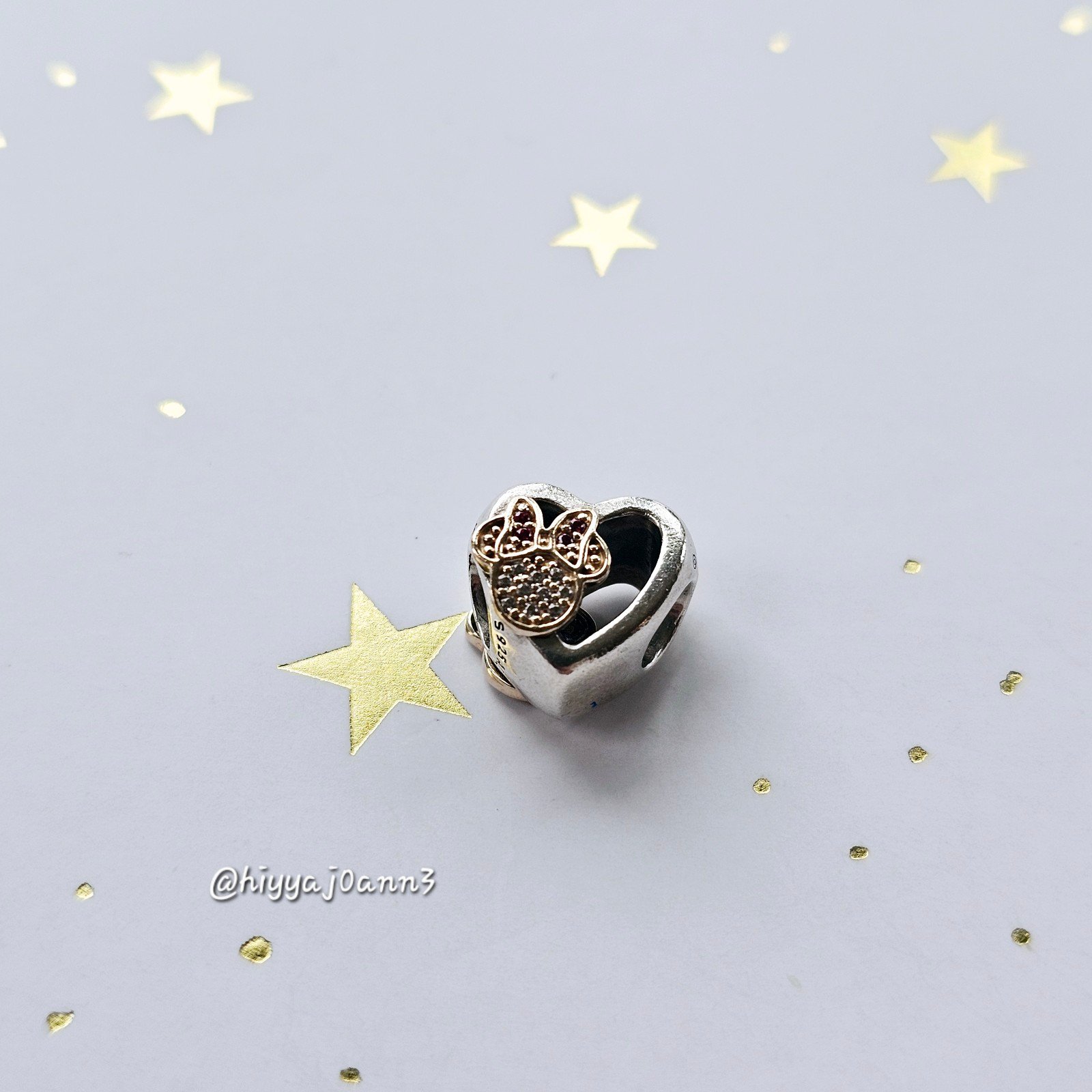 Authentic PANDORA-Disney MICKEY & MINNIE Love Icons Heart Charm with 14k Gold.