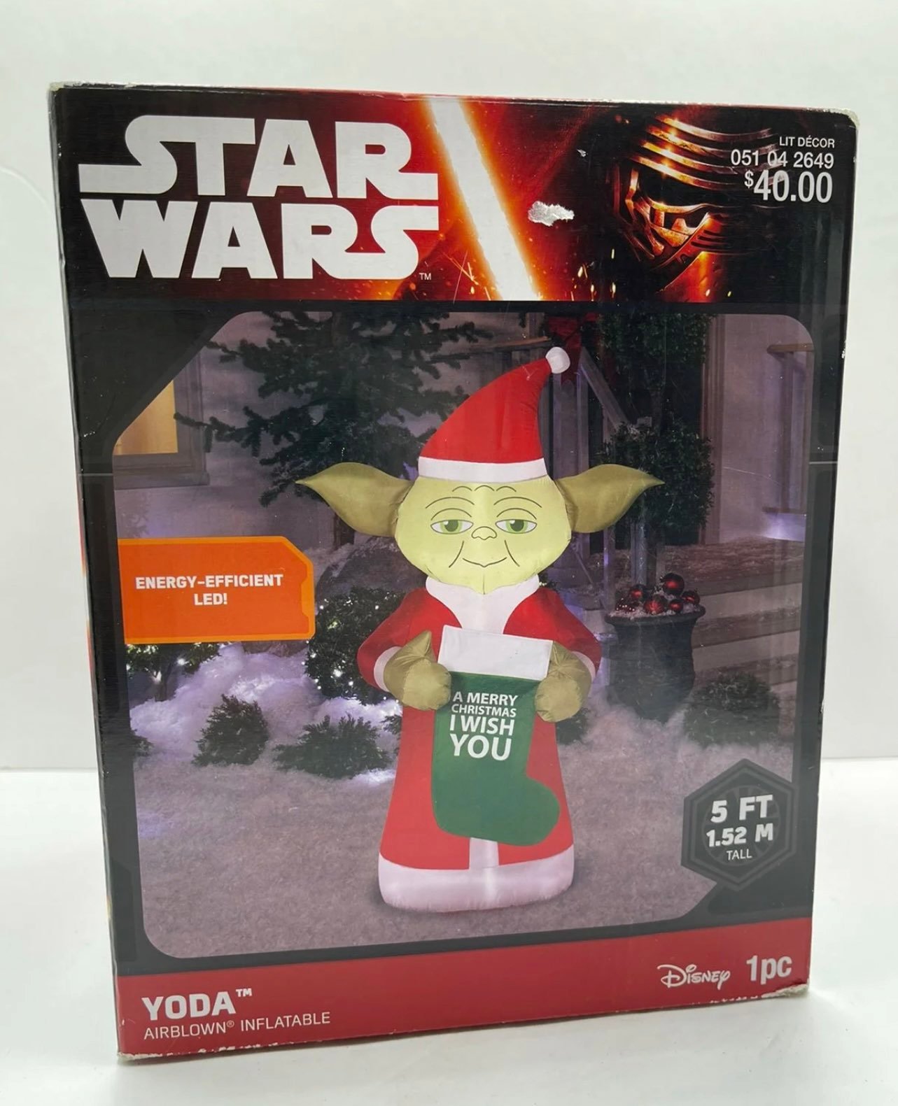Gemmy 5' Star Wars Yoda Holding Christmas Stocking Inflatable Yard Decor Rare