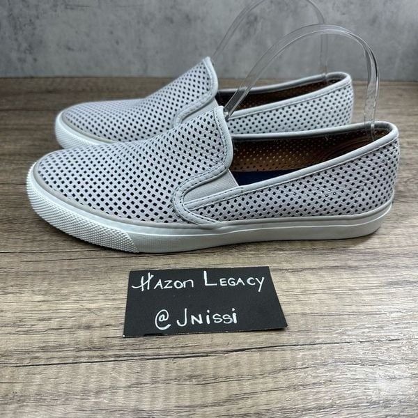 Sperry~Women's~Top-Sider Sneaker Gray Seaside Perf Shoe Leather~Sz 9.5M
