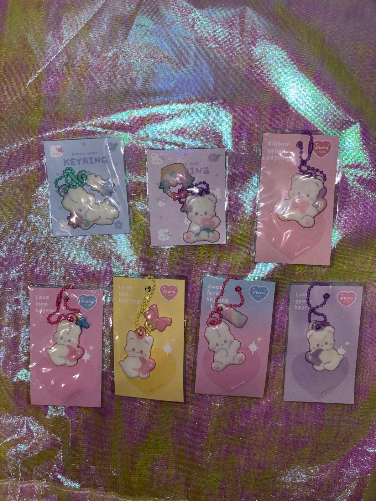 Floro Studio Bundle of 7 keychains or bag charms