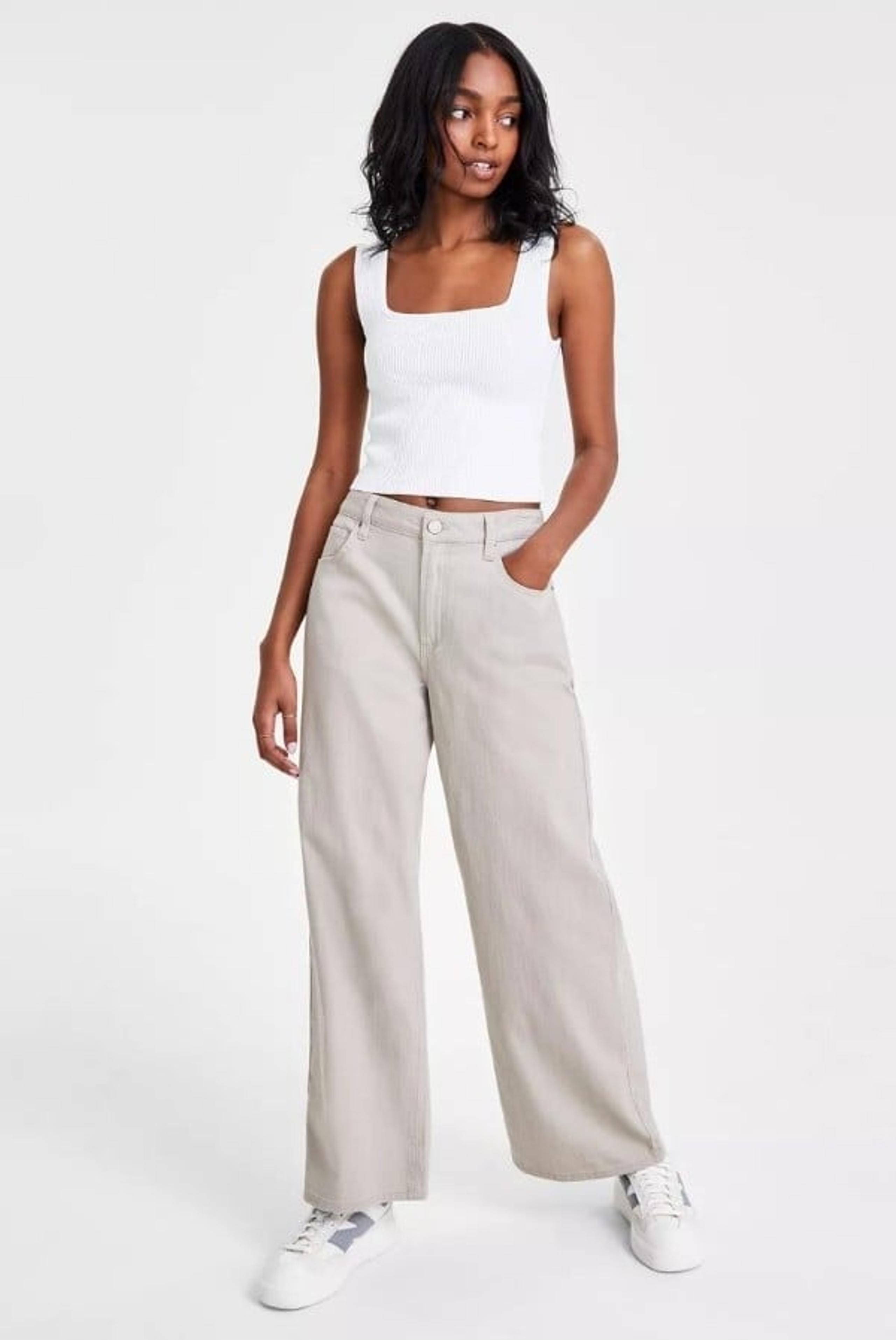 Vanilla Star High Rise Wide Leg Comfy Baggy Jeans Beige Size 0