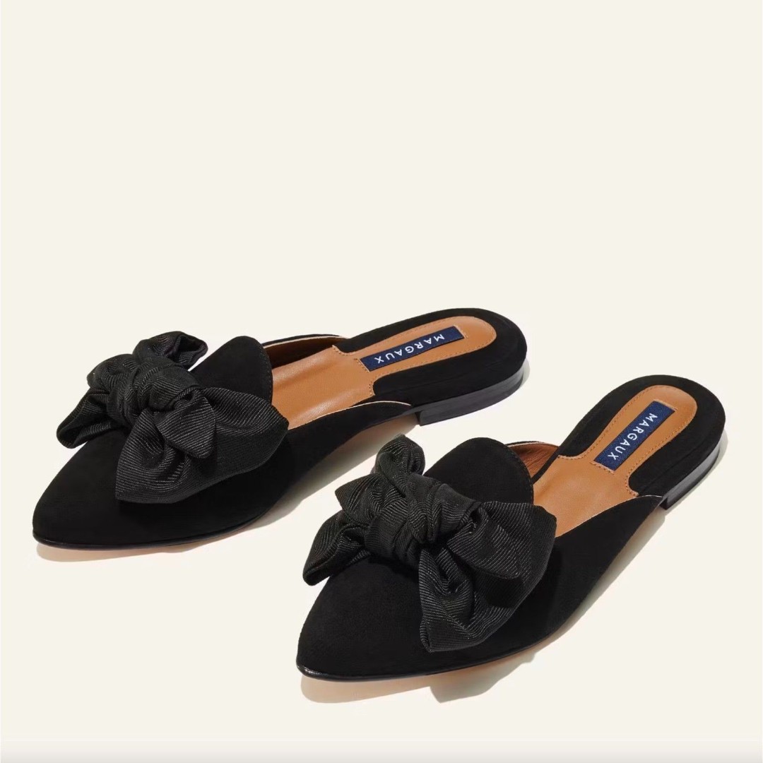 Margaux The Mule Black Suede w Bow Sz 40.5 US 9.5 Handmade in Spain