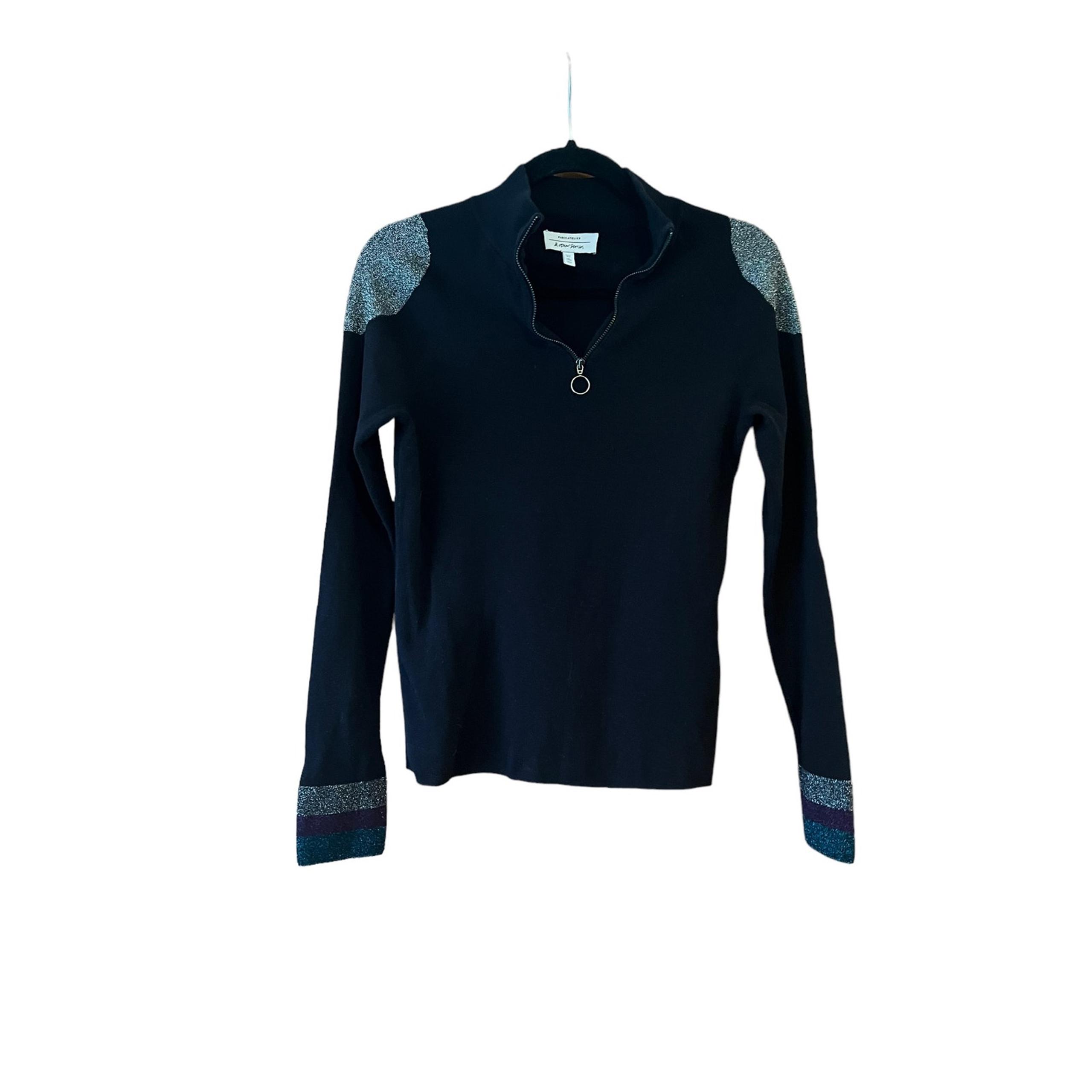 & Other Stories Women's Quarter-Zip Pullover Lightweight Sweater Black Size S