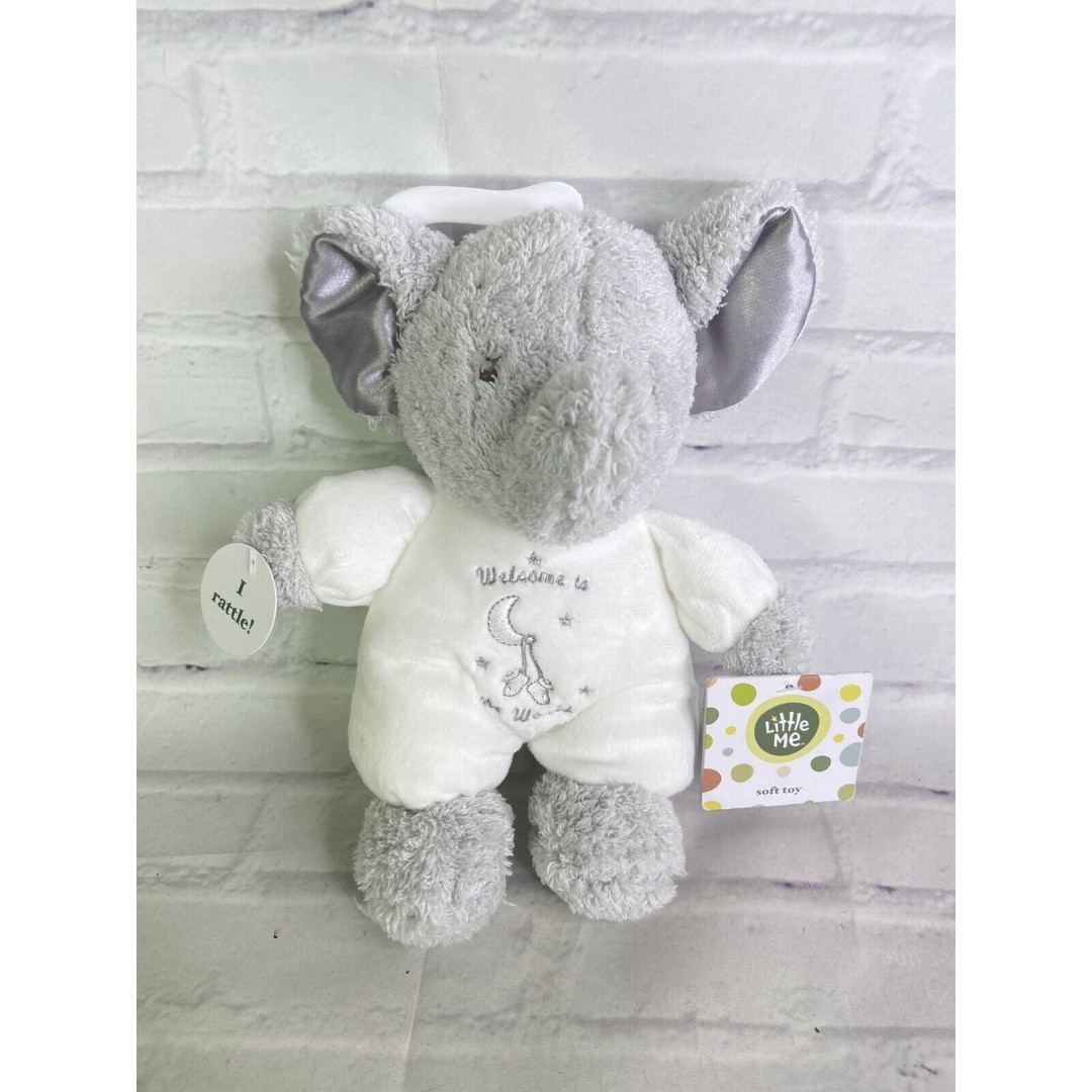Little Me Welcome to the World Elephant Plush Stuffed Animal Rattler Baby Toy