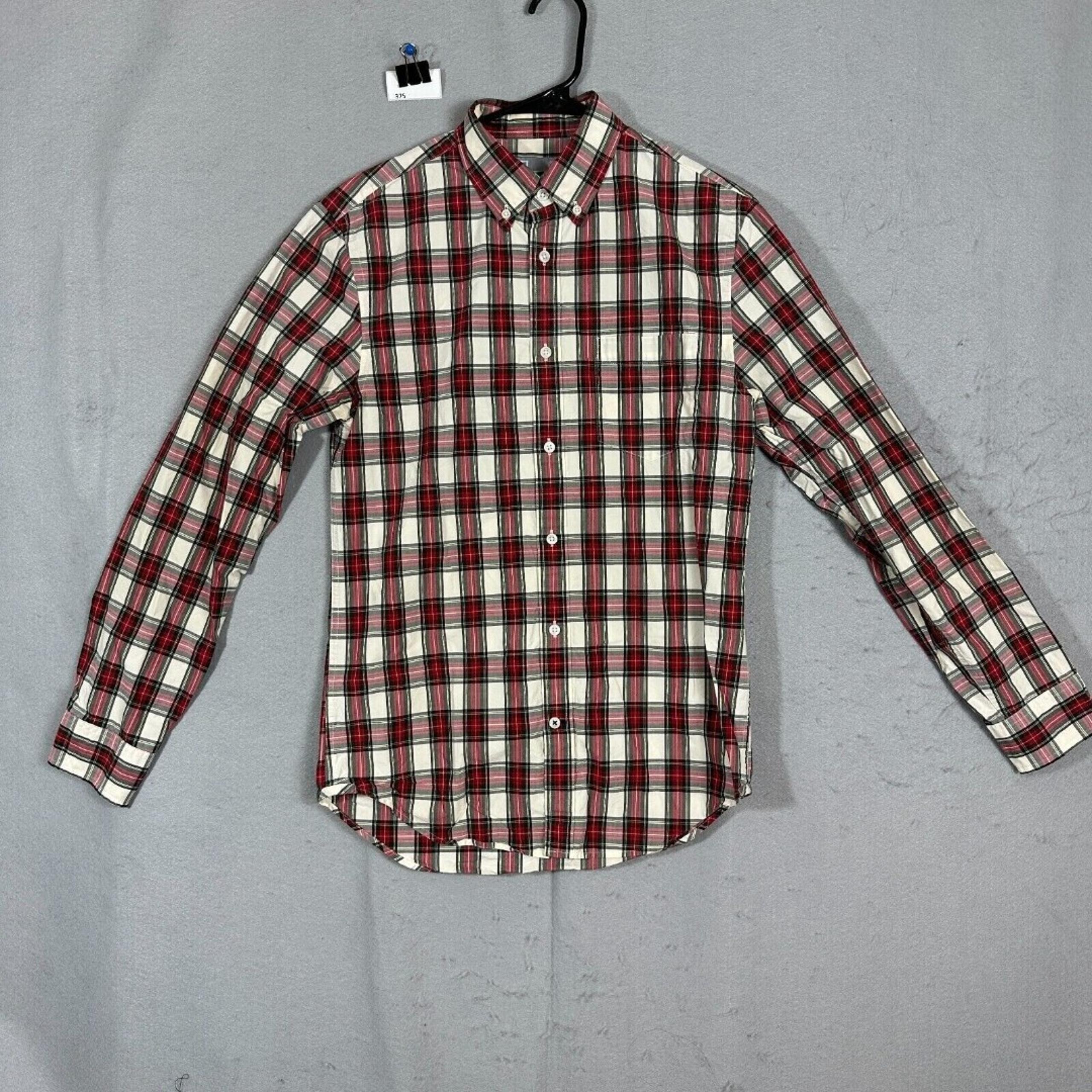 JCP 80's 2-Ply Mens Large Red/Black/White Plaid Long Sleeve Button Front Shirt S