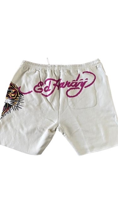 Ed hardy cream colored tiger shorts
