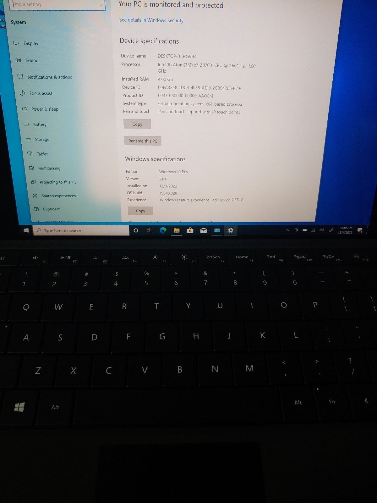 Microsoft Surface 3 tablet with keyboard & case