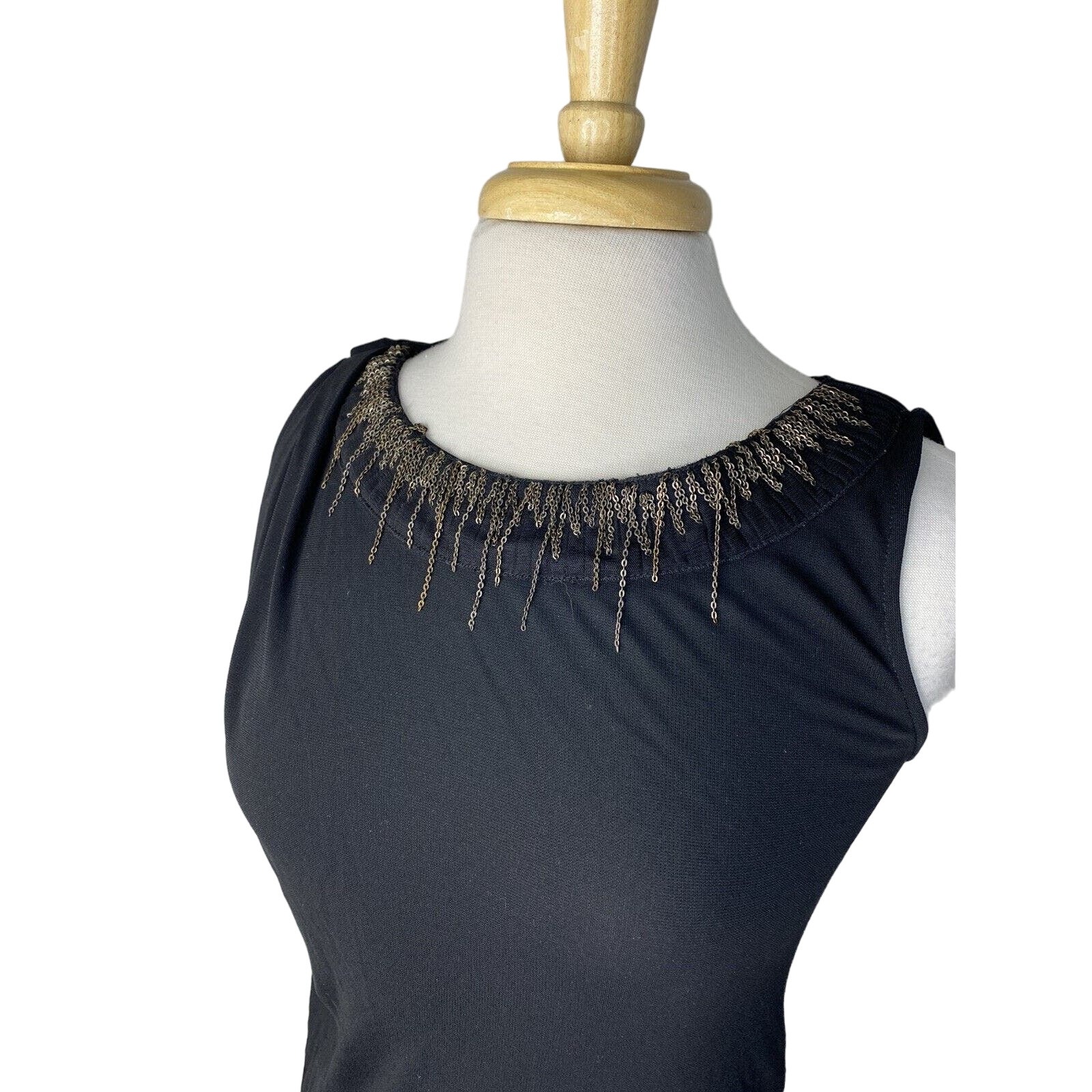 PIAZZA SEMPIONE Black Chain Detail Sleeveless Top Small (Italian 40) Tank Shell