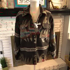 New In NWT Aztec Print Oversized Button Front Shacket