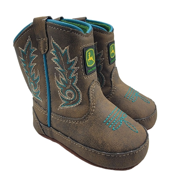 John Deere Baby Size 1 Month Brown Soft Sole Boot Booties Slippers JD0032