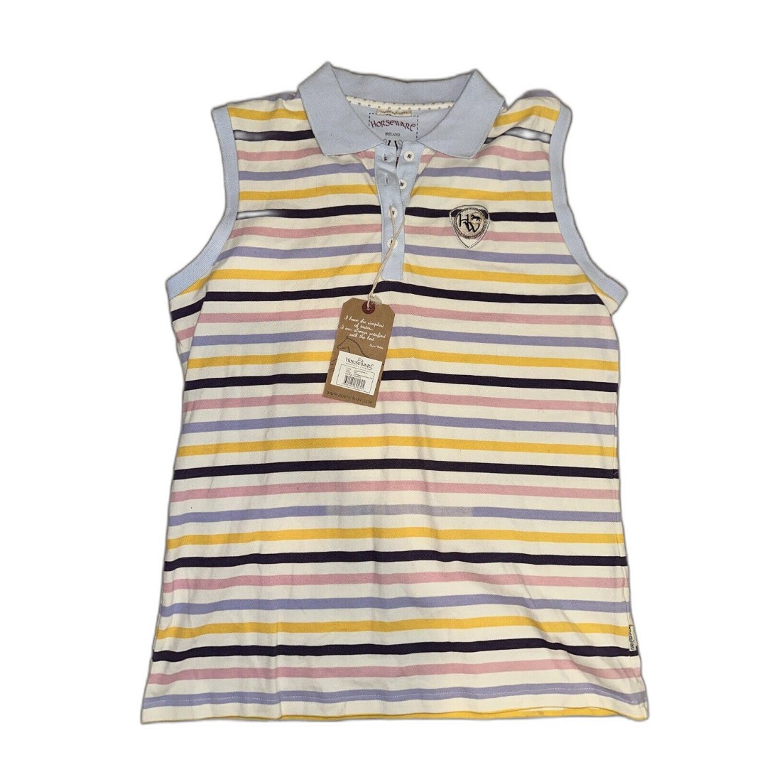 Horseware Ireland sleeveless Stripe Polo XXL 14 NWT