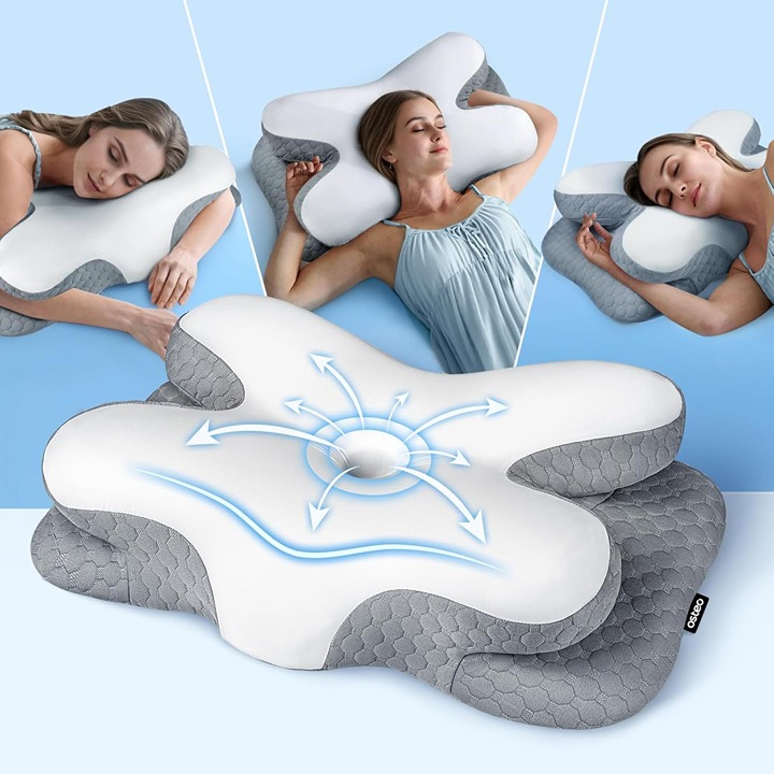 Pain Relief Sleeping Cervical Neck Pillow, Ergonomic Contour Zoned Fits Side
