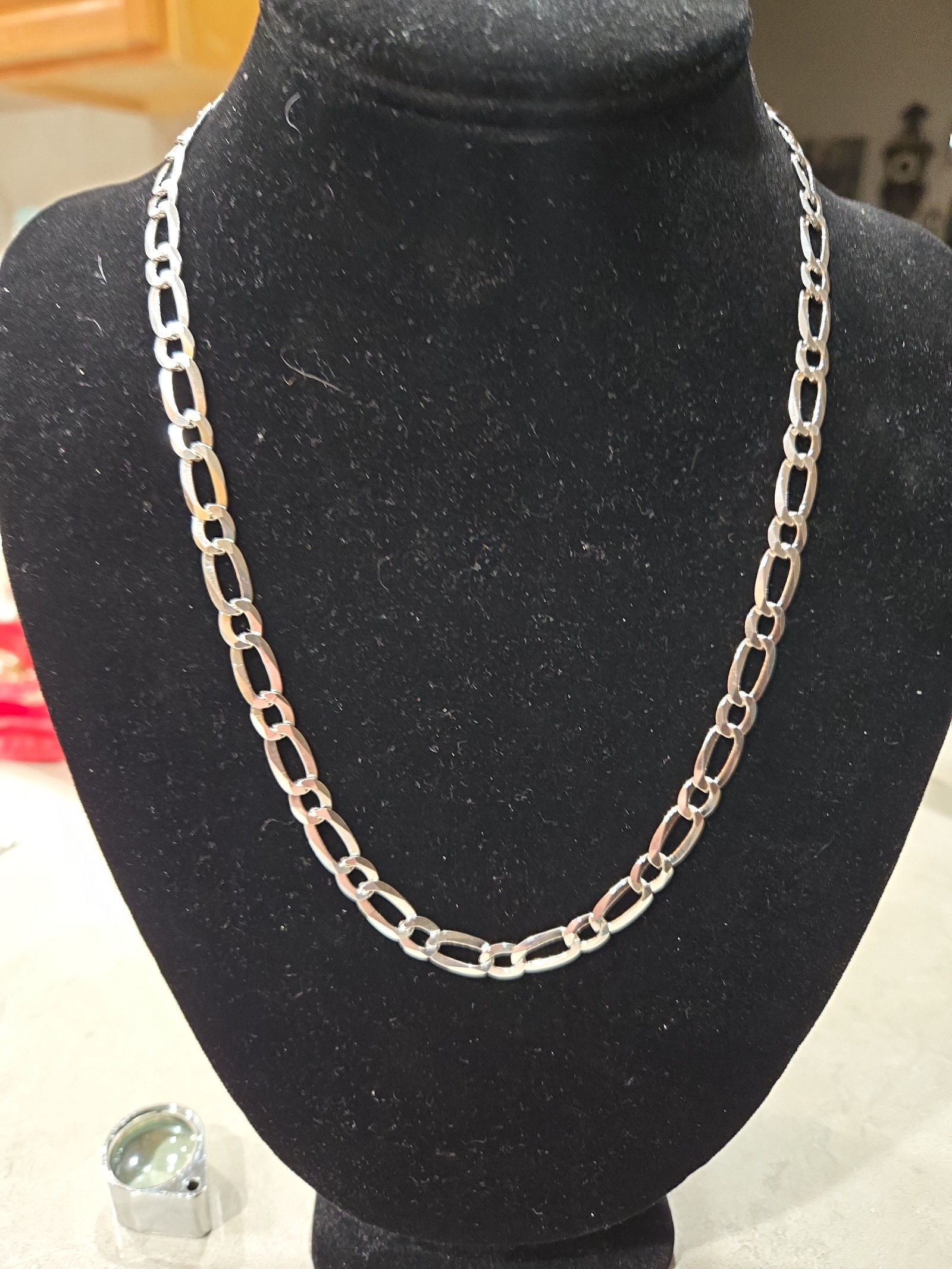 925 Sterling Silver Italy Figaro Chain Necklace 20\ 